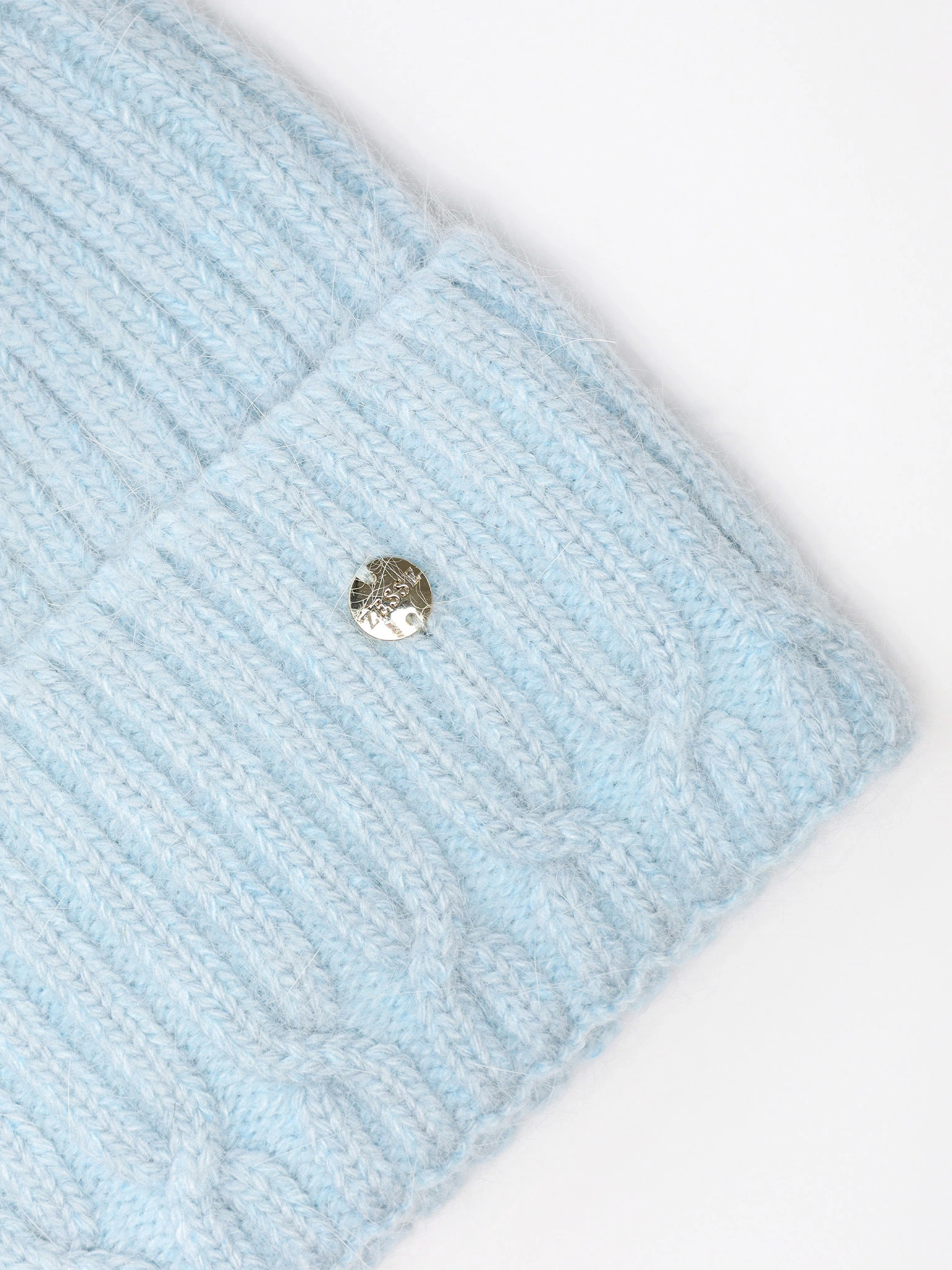 Шапка-бини из ангоры и нейлона с отворотом в ассортименте